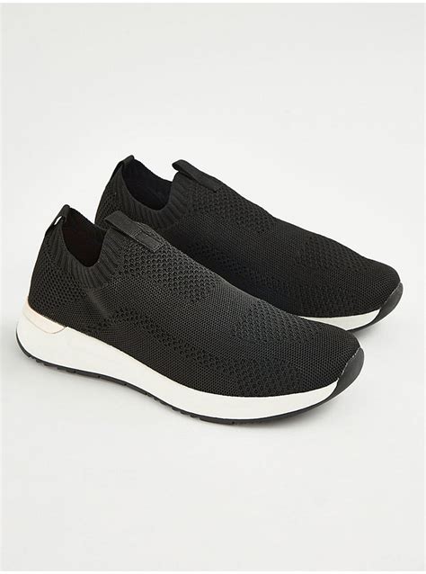 black knitted slip on trainers.